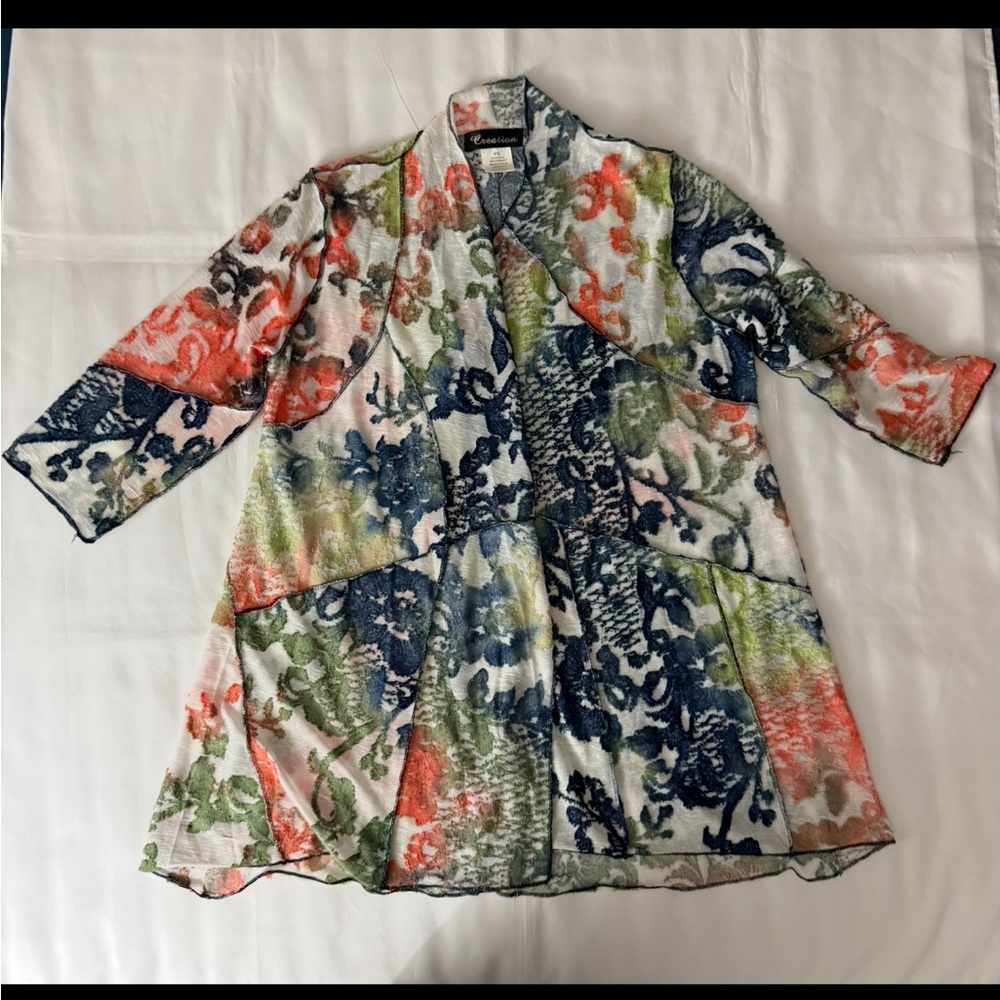Ellen Tracy Multicolor Floral V-Neck Tunic Top